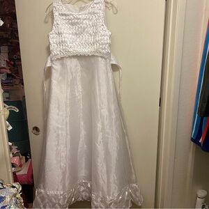 Angel Club Girls White Formal Gown Tank Dress Size L  14  32” Wedding Bridesmaid